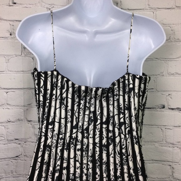 JS Collections Women's Floral Patterned Accordion Draped Black Midi Dress 8 - Picture 6 of 15